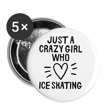 Juste une fille folle qui aime le patinage sur glace - Lot de 5 grands badges (56 mm) - blanc - Devant