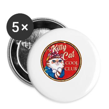 Kitty Cat Cool Club - Buttons large 2.2''/56 mm (5-pack) - white - Front