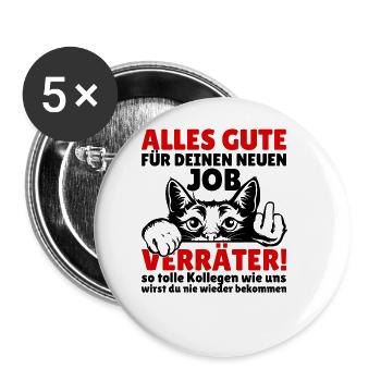 Jobwechsel Neuer Job Abschied Abschiedsgeschenk - Buttons groß 56 mm (5er Pack) - Weiß - Vorne