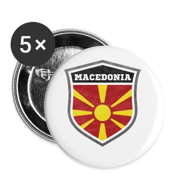 Mazedonien Schild Logo Emblem - Buttons groß 56 mm (5er Pack) - Weiß - Vorne