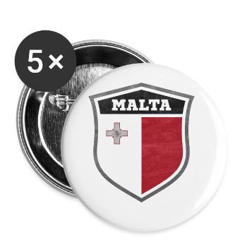 Malta Schild Logo Emblem - Buttons groß 56 mm (5er Pack) - Weiß - Vorne