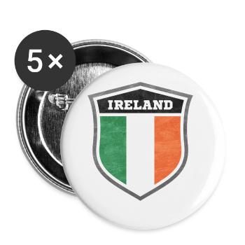 Irland Schild Logo Emblem - Buttons groß 56 mm (5er Pack) - Weiß - Vorne