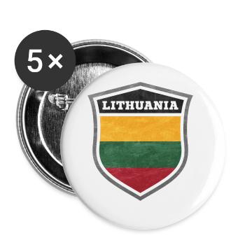 Litauen Schild Logo Emblem - Buttons groß 56 mm (5er Pack) - Weiß - Vorne