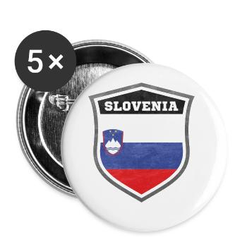 Slowenien Schild Logo Emblem - Buttons groß 56 mm (5er Pack) - Weiß - Vorne