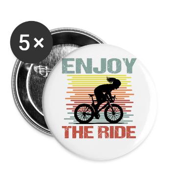 Riding a bike Woman Enjoy the Ride - Buttons large 2.2''/56 mm (5-pack) - white - Front