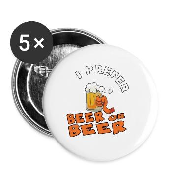 I Prefer Beer or Beer Halloween Trick or Tread - Buttons large 2.2''/56 mm (5-pack) - white - Front