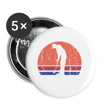 Play Golf It's Cheaper Than Therapy Retro Funny - Buttons groß 56 mm (5er Pack) - Weiß - Vorne