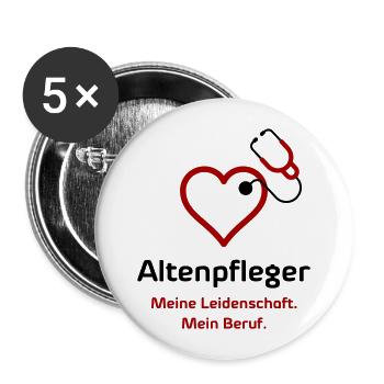 Altenpfleger - Buttons groß 56 mm (5er Pack) - Weiß - Vorne