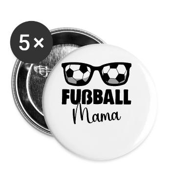 Fußball Mama Frauen Fussball - Buttons groß 56 mm (5er Pack) - Weiß - Vorne