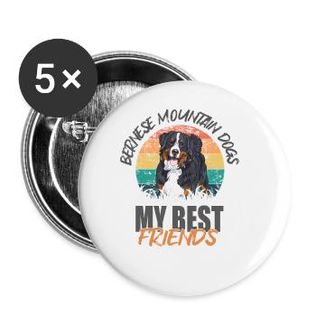 Bouvier bernois - Lot de 5 grands badges (56 mm) - blanc - Devant