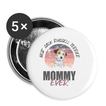 Jack Russell Terrier - Buttons groß 56 mm (5er Pack) - Weiß - Vorne