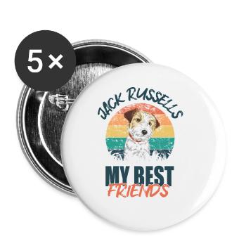 Jack Russell - Buttons large 2.2''/56 mm (5-pack) - white - Front