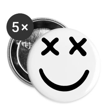 Dead Smiley Crossed Eyed Smiley - Buttons groß 56 mm (5er Pack) - Weiß - Vorne