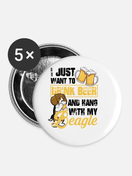Bier Trinken - Buttons groß 56 mm (5er Pack) - Weiß