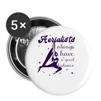 Acrobatie aérienne sur soie Cirque Acrobatique - Lot de 5 grands badges (56 mm) - blanc - Devant