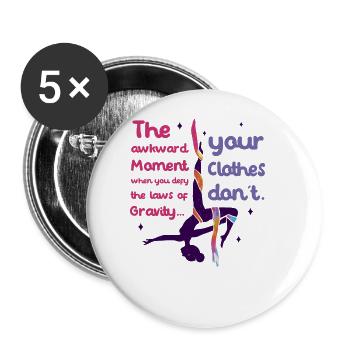 Accro à la soie - Drôle de soie aérienne - Lot de 5 grands badges (56 mm) - blanc - Devant