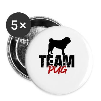 Team Pug - Buttons large 2.2''/56 mm (5-pack) - white - Front