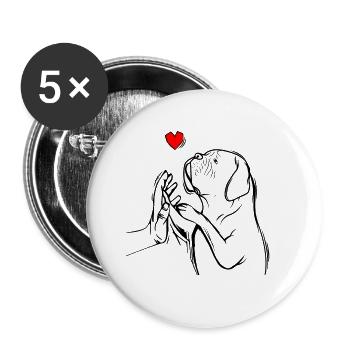 Dogue de Bordeaux Bordeauxdogge Hunde - Buttons groß 56 mm (5er Pack) - Weiß - Vorne