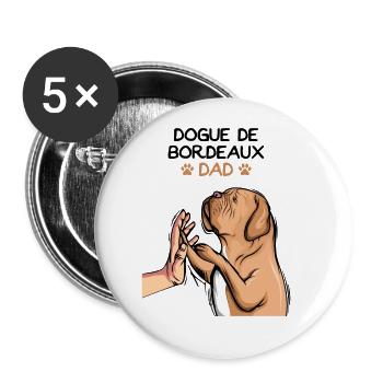 Dogue de Bordeaux Bordeauxdogge Hunde - Buttons groß 56 mm (5er Pack) - Weiß - Vorne