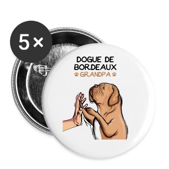 Dogue de Bordeaux Chiens Grand-père - Lot de 5 grands badges (56 mm) - blanc - Devant