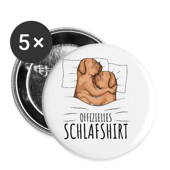 Schlafshirt Bordeauxdogge Dogue de Bordeaux - Buttons groß 56 mm (5er Pack) - Weiß - Vorne