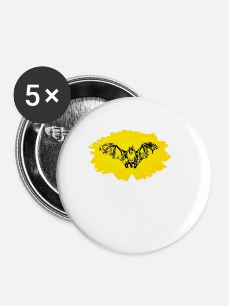 Fledermaus - Buttons groß 56 mm (5er Pack) - Weiß
