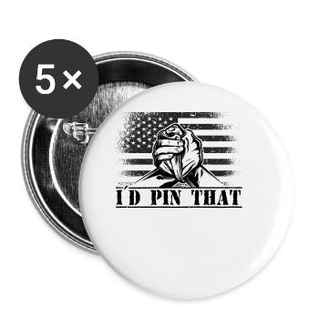Armwrestler USA-Flaggen-Handdrücken - Buttons groß 56 mm (5er Pack) - Weiß - Vorne