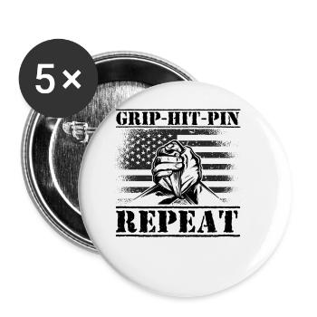 Armwrestler USA-Flaggen-Handdrücken - Buttons groß 56 mm (5er Pack) - Weiß - Vorne