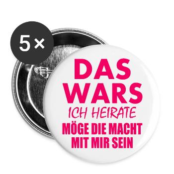 Das wars ich heirate - Buttons groß 56 mm (5er Pack) - Weiß - Vorne