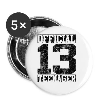 Officially A Teenager - Distressed Look - Buttons large 2.2''/56 mm (5-pack) - white - Front