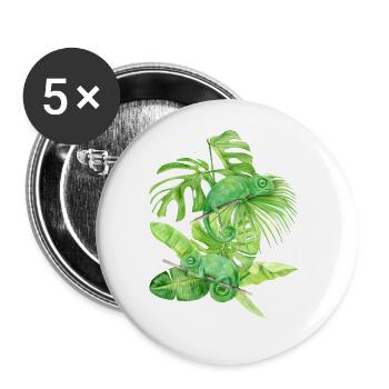 Chameleon, green chameleon lizards - Buttons large 2.2''/56 mm (5-pack) - white - Front