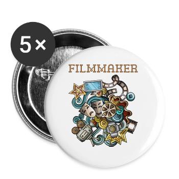 Filmmaker- Funny filmmakers and videographers - Buttons large 2.2''/56 mm (5-pack) - white - Front