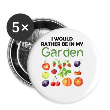 Garten Lustiger Spruch Hobbygärtner Geschenkidee - Buttons groß 56 mm (5er Pack) - Weiß - Vorne
