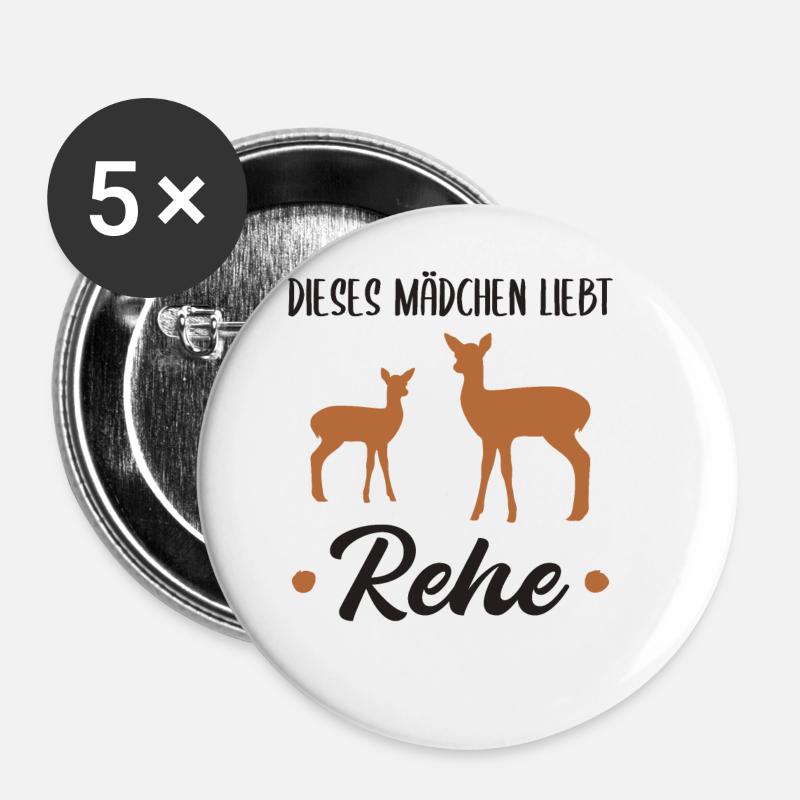 Reh Rehkitz Waldtiere Mädchen Geschenk - Buttons groß 56 mm (5er Pack) - Weiß