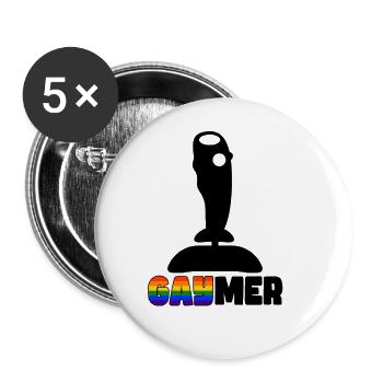 Pour les joueurs et les gaymers - Lot de 5 grands badges (56 mm) - blanc - Devant