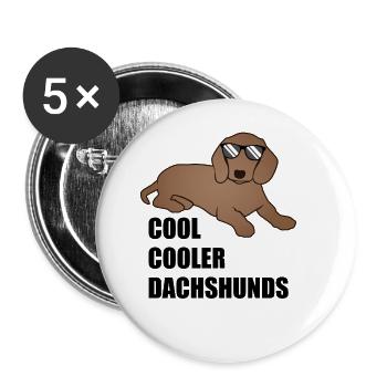 Cool teckel disant chien amoureux cadeau - Lot de 5 grands badges (56 mm) - blanc - Devant
