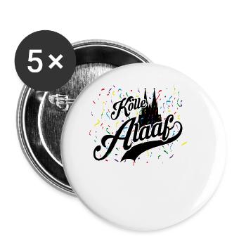 Fröhlicher Jeck an Karneval, Kölle Alaaf - Buttons groß 56 mm (5er Pack) - Weiß - Vorne