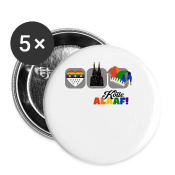 Jede Jeck es anders! Ich auch. LGBTQ Karneval Köln - Buttons groß 56 mm (5er Pack) - Weiß - Vorne