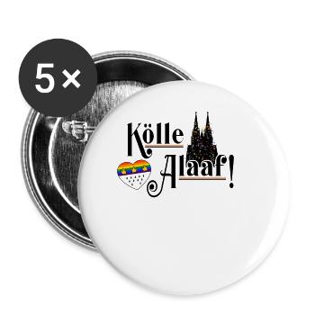 Jede Jeck es anders! Ich auch. LGBTQ Karneval Köln - Buttons groß 56 mm (5er Pack) - Weiß - Vorne