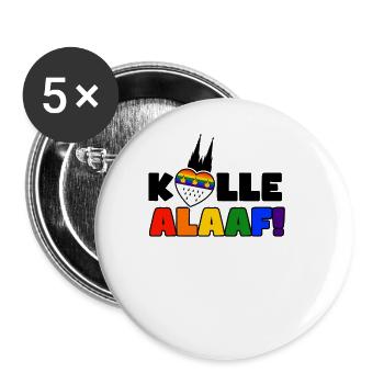 Jede Jeck es anders! Ich auch. LGBTQ Karneval Köln - Buttons groß 56 mm (5er Pack) - Weiß - Vorne