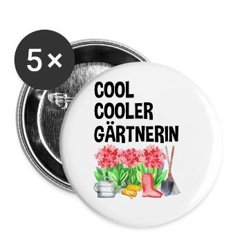 Garten Spruch Hobby Gärtnerin Geschenkidee - Buttons groß 56 mm (5er Pack) - Weiß - Vorne
