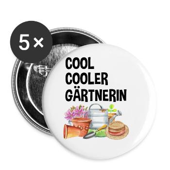 Garten Spruch Hobby Gärtnerin Geschenkidee - Buttons groß 56 mm (5er Pack) - Weiß - Vorne