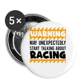 Rennstrecke Rennen Autorennen Autosport - Buttons groß 56 mm (5er Pack) - Weiß - Vorne