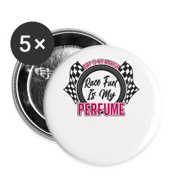 Rennstrecke Rennen Autorennen Autosport - Buttons groß 56 mm (5er Pack) - Weiß - Vorne