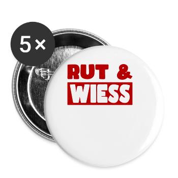 Karneval Kostüm Kölle Alaaf Clown Wappen Dom Köln - Buttons groß 56 mm (5er Pack) - Weiß - Vorne