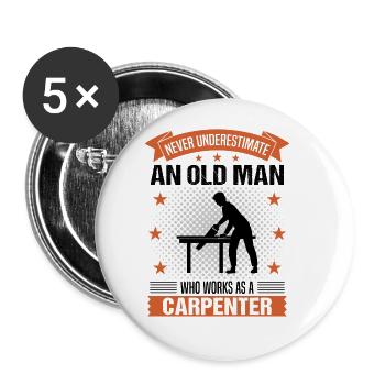 Le vieil homme charpentier dit le cadeau des hommes - Lot de 5 grands badges (56 mm) - blanc - Devant