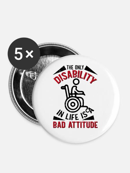 Rollstuhl Rollstuhlfahrer Beinamputation - Buttons groß 56 mm (5er Pack) - Weiß