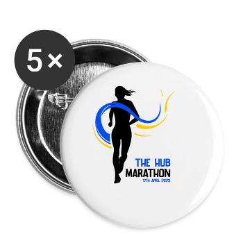 Marathon 17. April 2023 im Hub of the Universe - Buttons groß 56 mm (5er Pack) - Weiß - Vorne