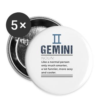 Zwillinge Substantiv - Wie ein normaler Mensch nur - Buttons groß 56 mm (5er Pack) - Weiß - Vorne