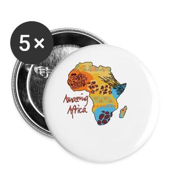 Amazing Africa - Fantastisches Afrika - Buttons groß 56 mm (5er Pack) - Weiß - Vorne